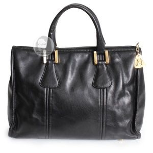 Morris Moskowitz Tote Bag Black Leather Satchel Retro Vintage 60s Handbag